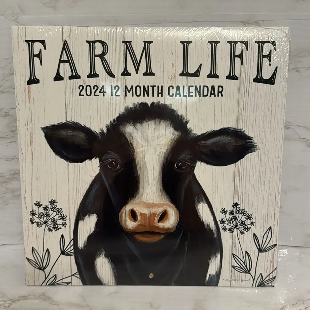 Farm‎ life 2024 yearly calendar with farm items and sayings